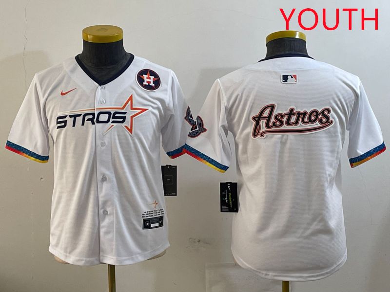 Youth Houston Astros Blank White Fourth generation Joint Name 2025 Nike MLB Jersey style 10